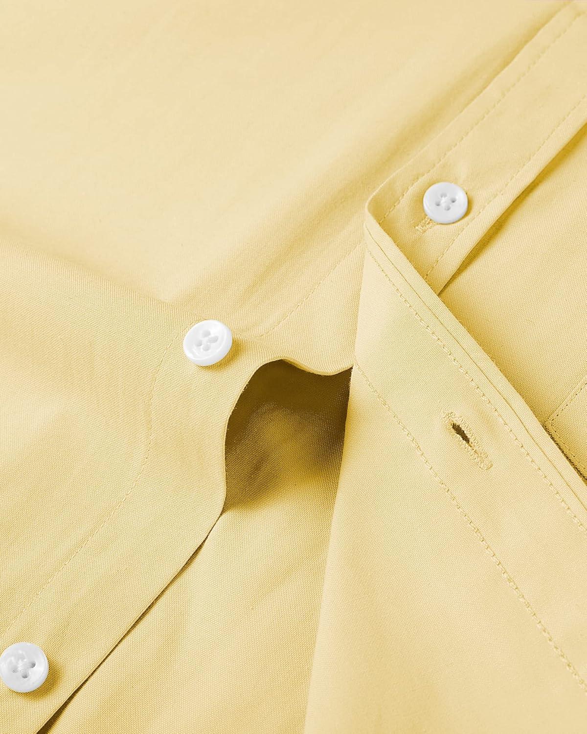 imageAlimens amp Gentle Mens Short Sleeve Oxford Shirt Regular Fit Button Down Collar Shirts with PocketYellow