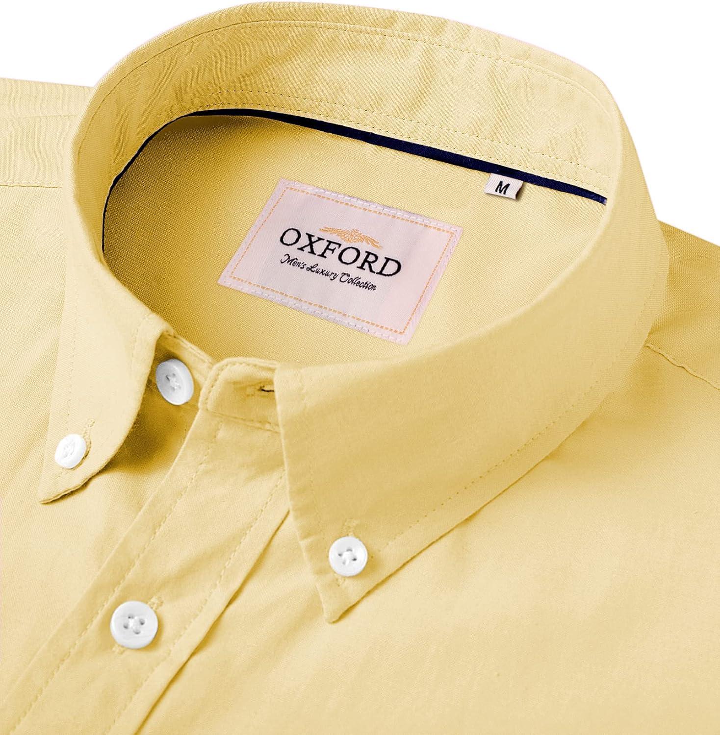 imageAlimens amp Gentle Mens Short Sleeve Oxford Shirt Regular Fit Button Down Collar Shirts with PocketYellow
