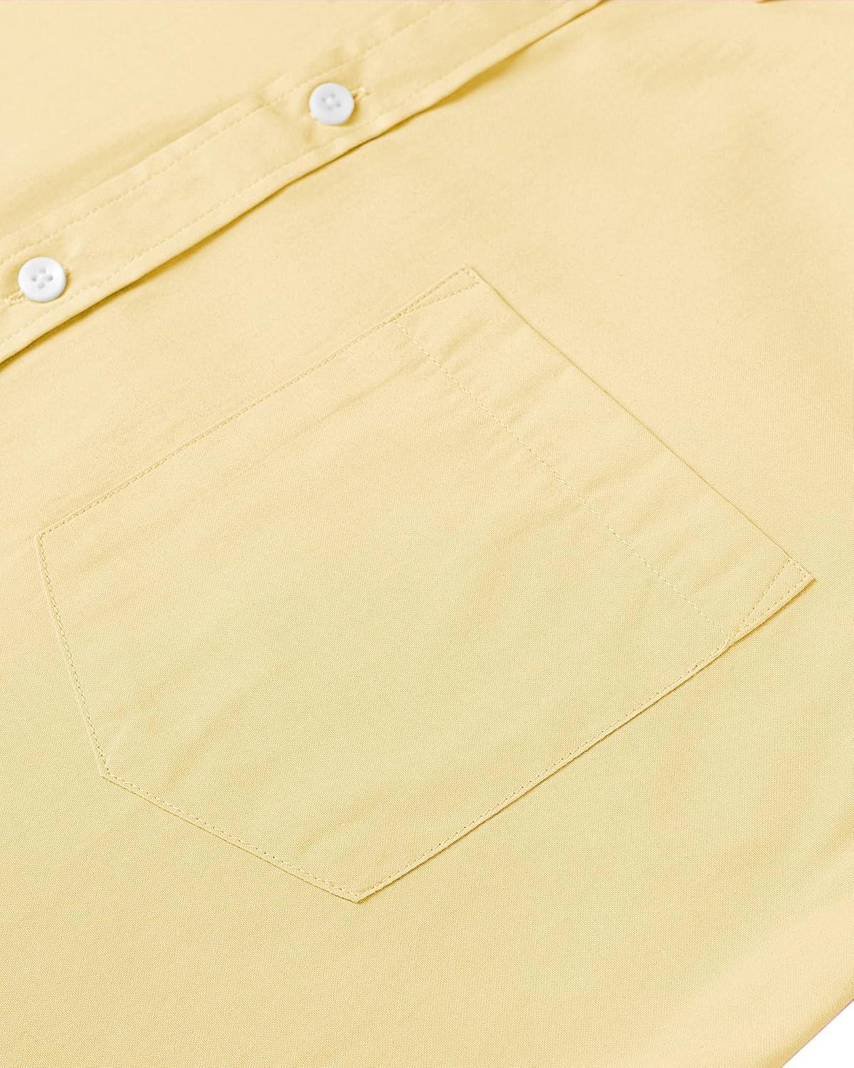 imageAlimens amp Gentle Mens Short Sleeve Oxford Shirt Regular Fit Button Down Collar Shirts with PocketYellow
