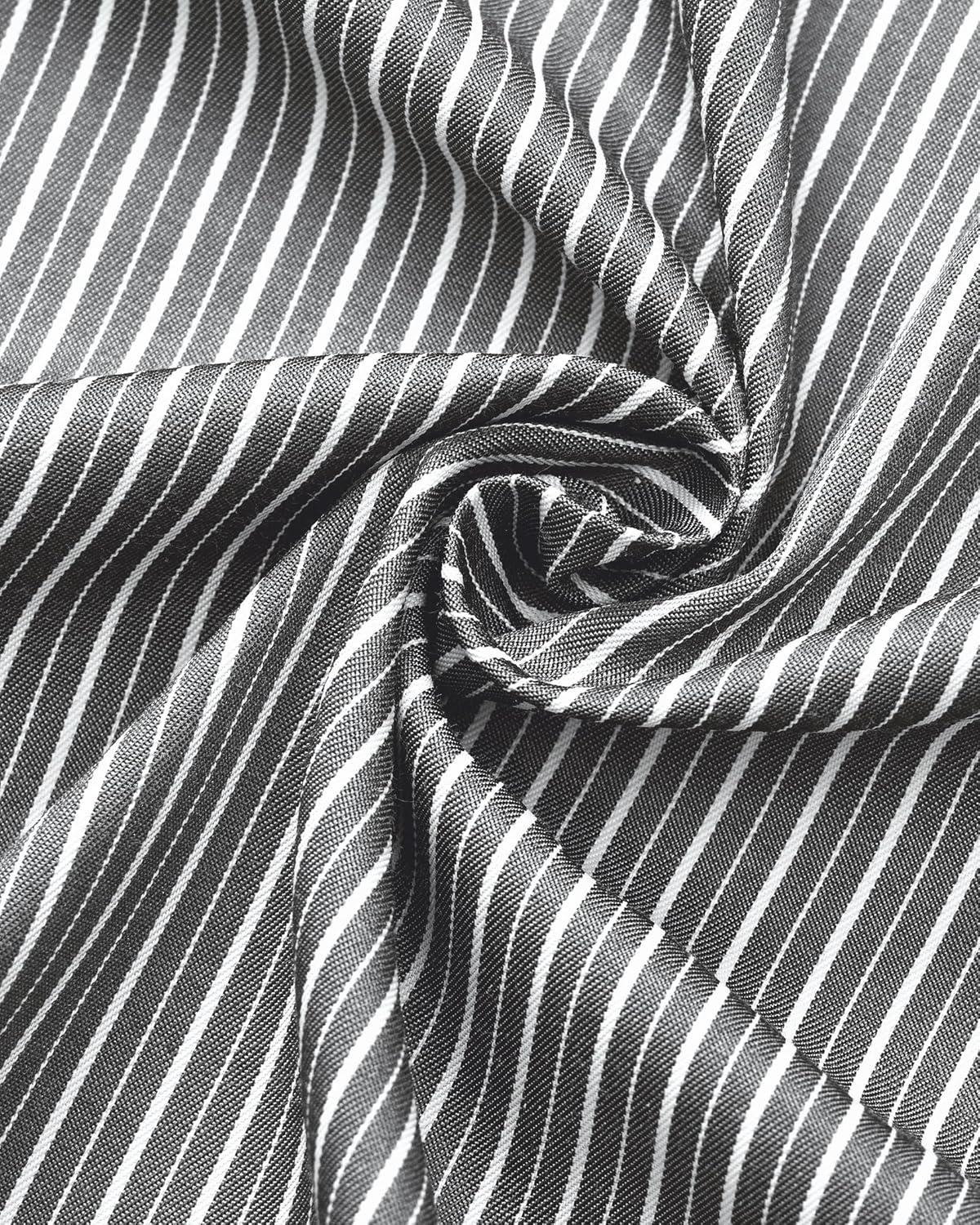 imageAlimens amp Gentle Mens Striped Dress Shirt Button Down Regular Fit Shirts Casual Business Transitional WeatherBlack White Stripe