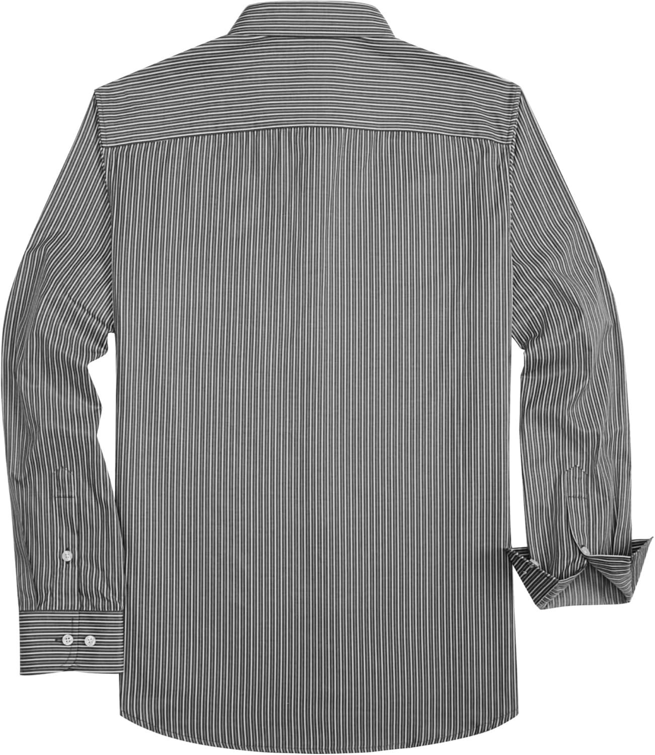 imageAlimens amp Gentle Mens Striped Dress Shirt Button Down Regular Fit Shirts Casual Business Transitional WeatherBlack White Stripe