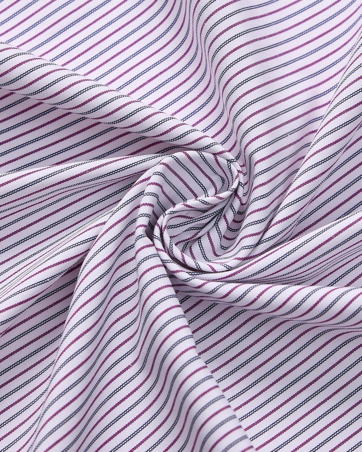 imageAlimens amp Gentle Mens Striped Dress Shirt Button Down Regular Fit Shirts Casual Business Transitional WeatherBlue Burgundy Stripe