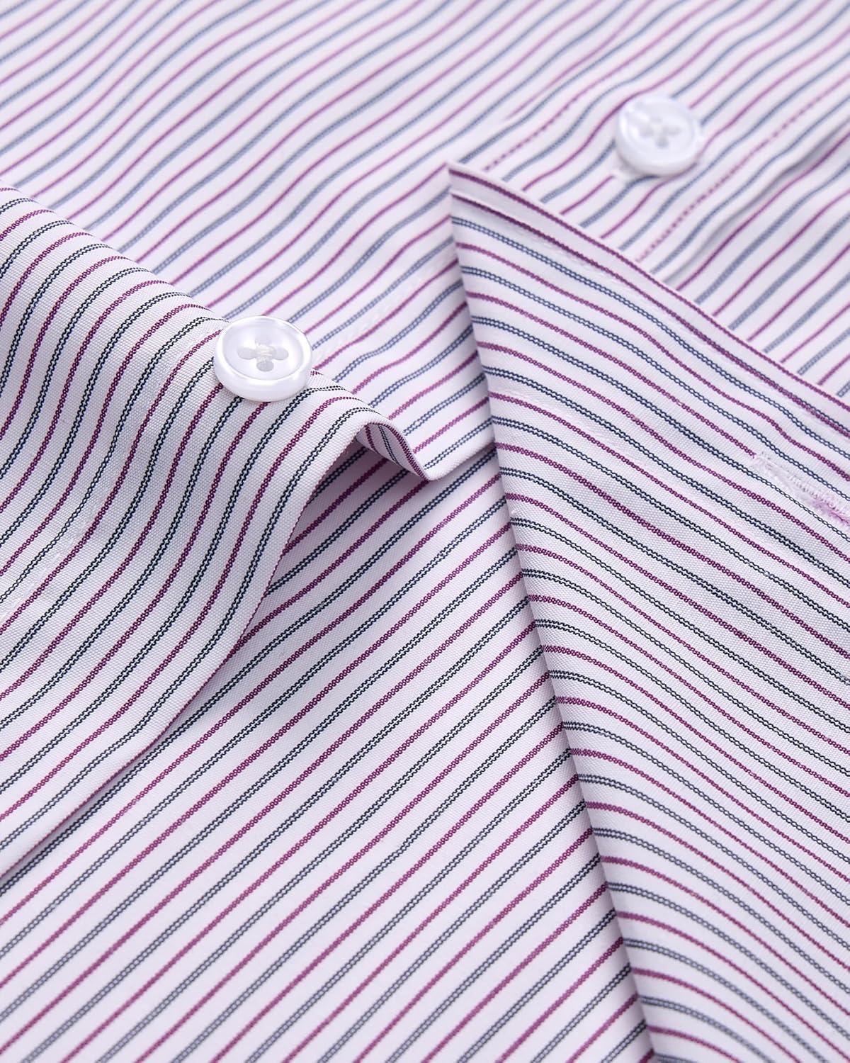 imageAlimens amp Gentle Mens Striped Dress Shirt Button Down Regular Fit Shirts Casual Business Transitional WeatherBlue Burgundy Stripe