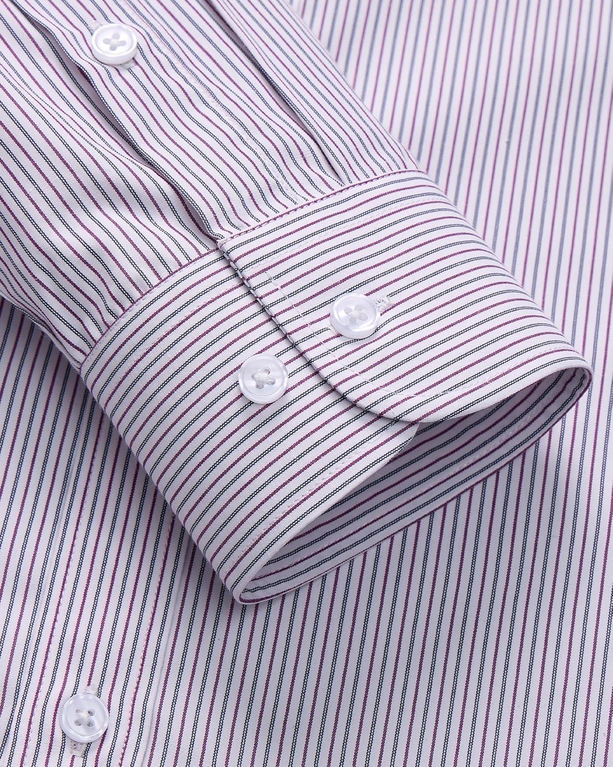 imageAlimens amp Gentle Mens Striped Dress Shirt Button Down Regular Fit Shirts Casual Business Transitional WeatherBlue Burgundy Stripe