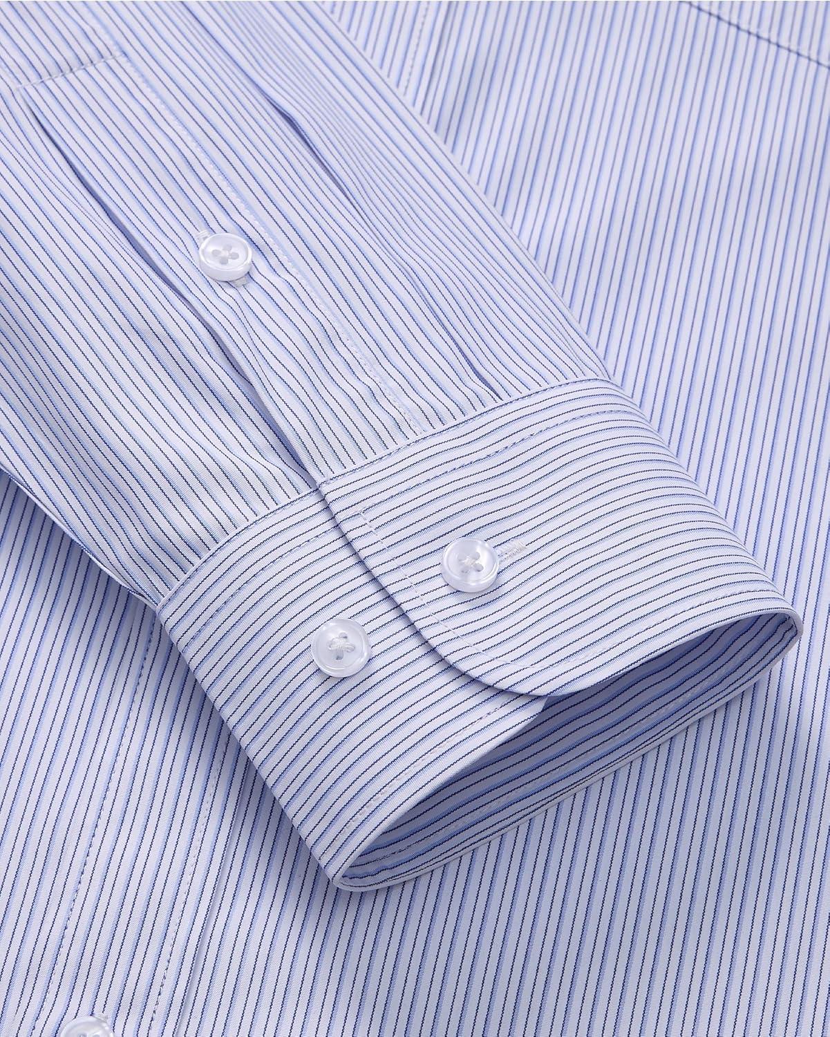 imageAlimens amp Gentle Mens Striped Dress Shirt Button Down Regular Fit Shirts Casual Business Transitional WeatherBlue Pinstripe