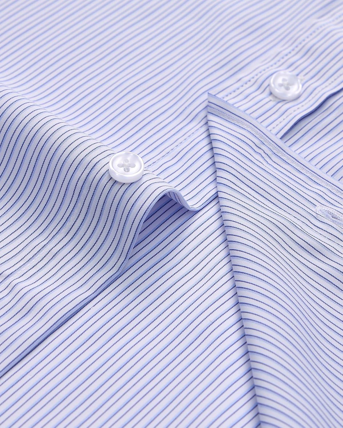 imageAlimens amp Gentle Mens Striped Dress Shirt Button Down Regular Fit Shirts Casual Business Transitional WeatherBlue Pinstripe