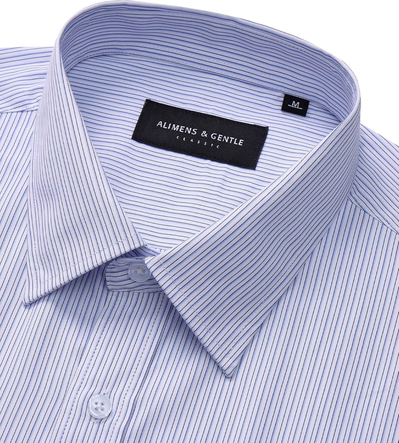 imageAlimens amp Gentle Mens Striped Dress Shirt Button Down Regular Fit Shirts Casual Business Transitional WeatherBlue Pinstripe