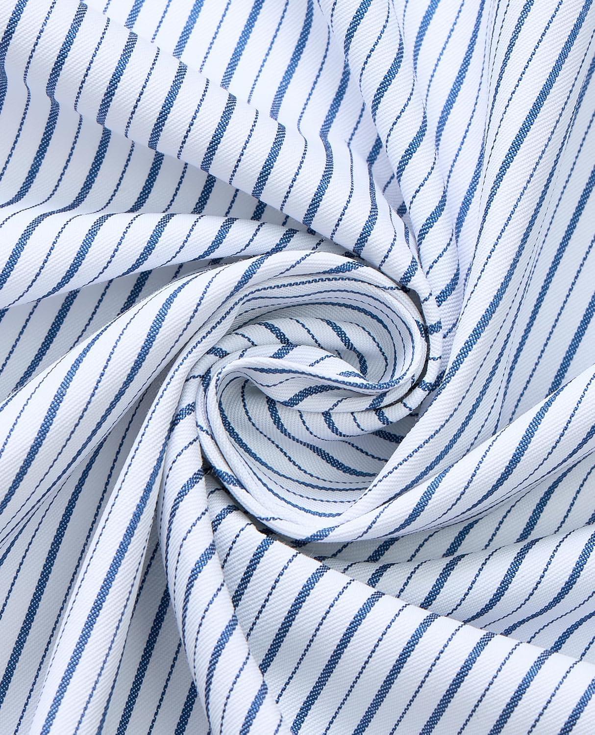 imageAlimens amp Gentle Mens Striped Dress Shirt Button Down Regular Fit Shirts Casual Business Transitional WeatherDark Blue Stripe