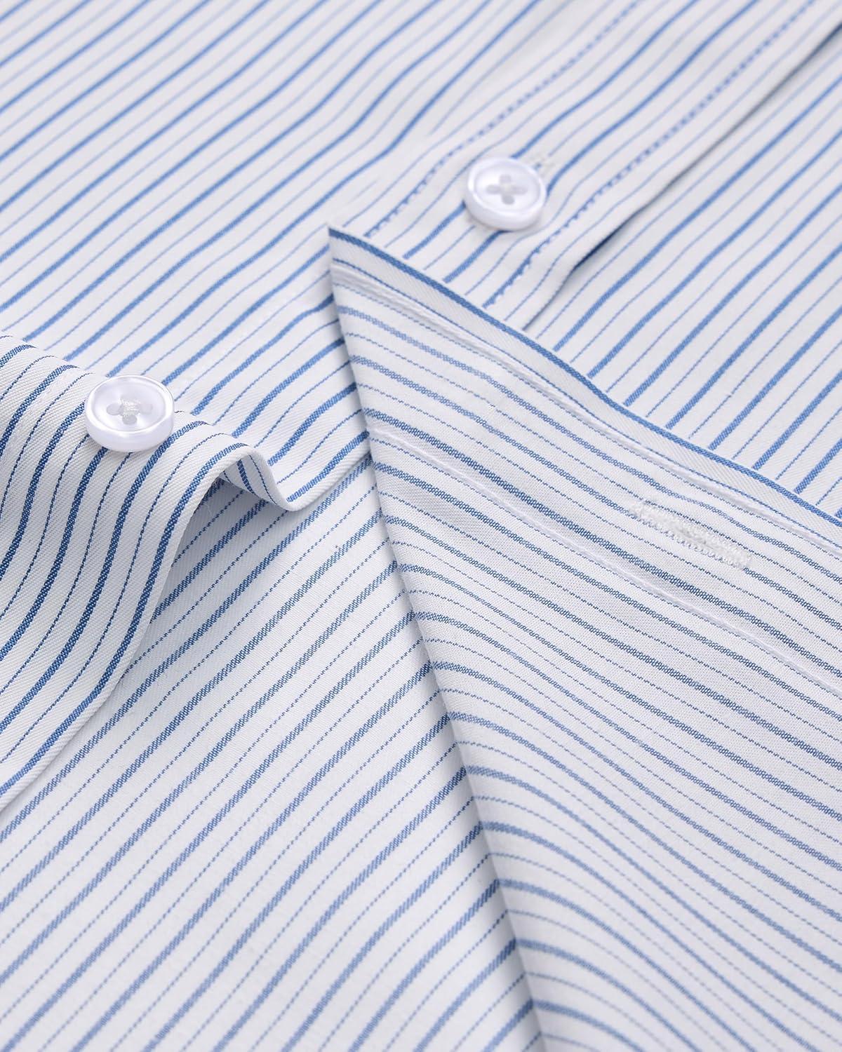 imageAlimens amp Gentle Mens Striped Dress Shirt Button Down Regular Fit Shirts Casual Business Transitional WeatherGray Blue Stripe