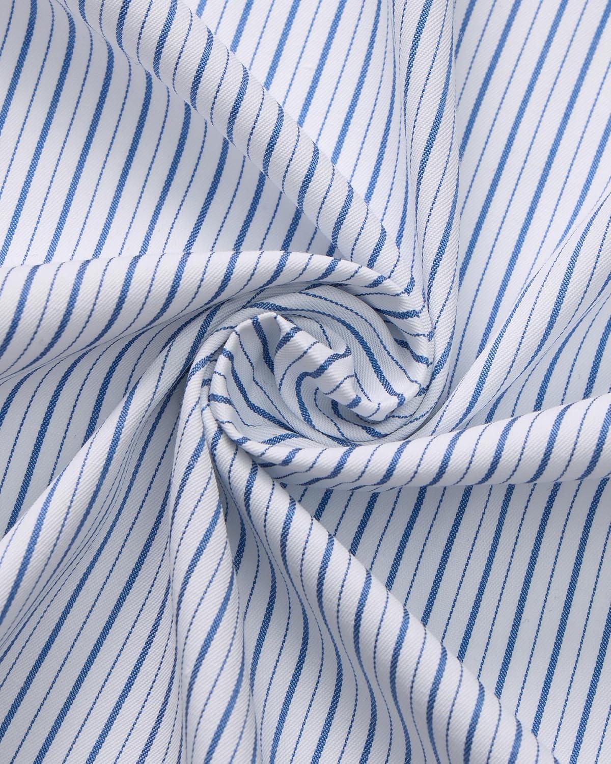 imageAlimens amp Gentle Mens Striped Dress Shirt Button Down Regular Fit Shirts Casual Business Transitional WeatherGray Blue Stripe