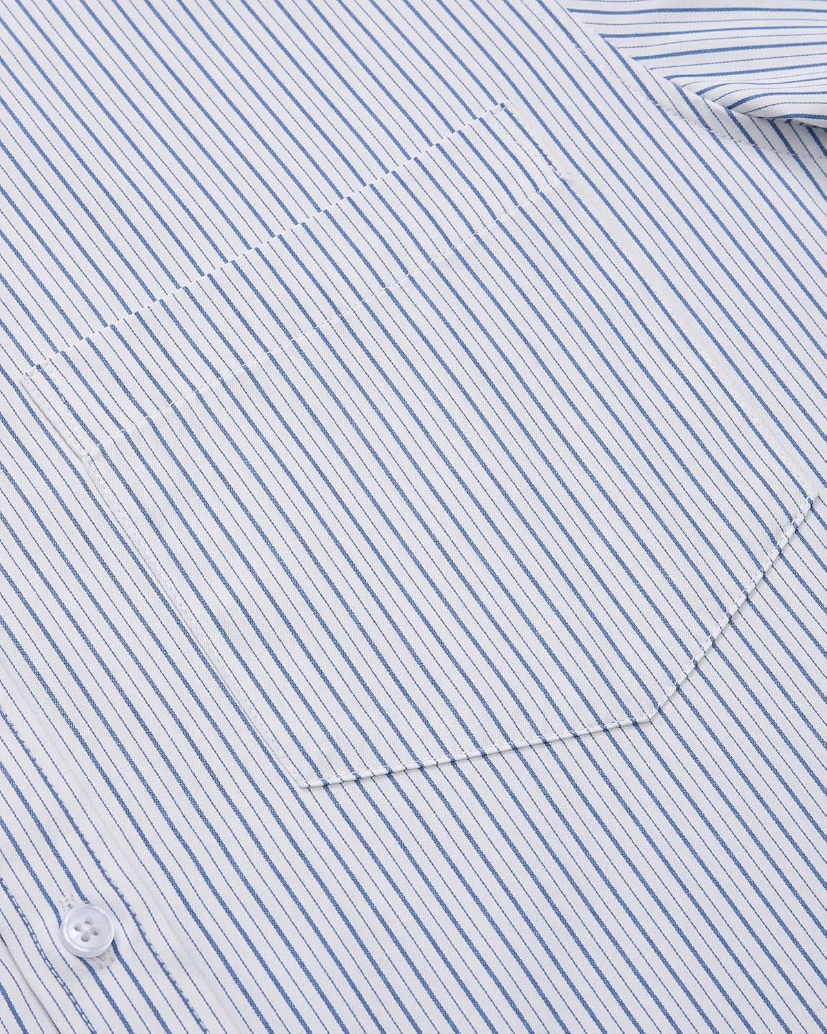 imageAlimens amp Gentle Mens Striped Dress Shirt Button Down Regular Fit Shirts Casual Business Transitional WeatherGray Blue Stripe