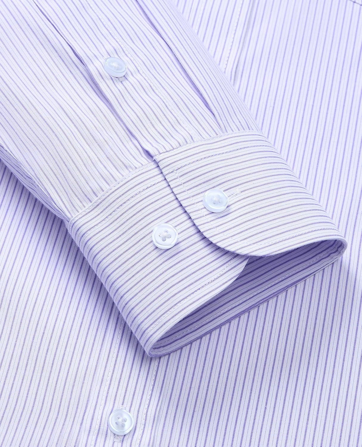 imageAlimens amp Gentle Mens Striped Dress Shirt Button Down Regular Fit Shirts Casual Business Transitional WeatherLight Blue Stripe