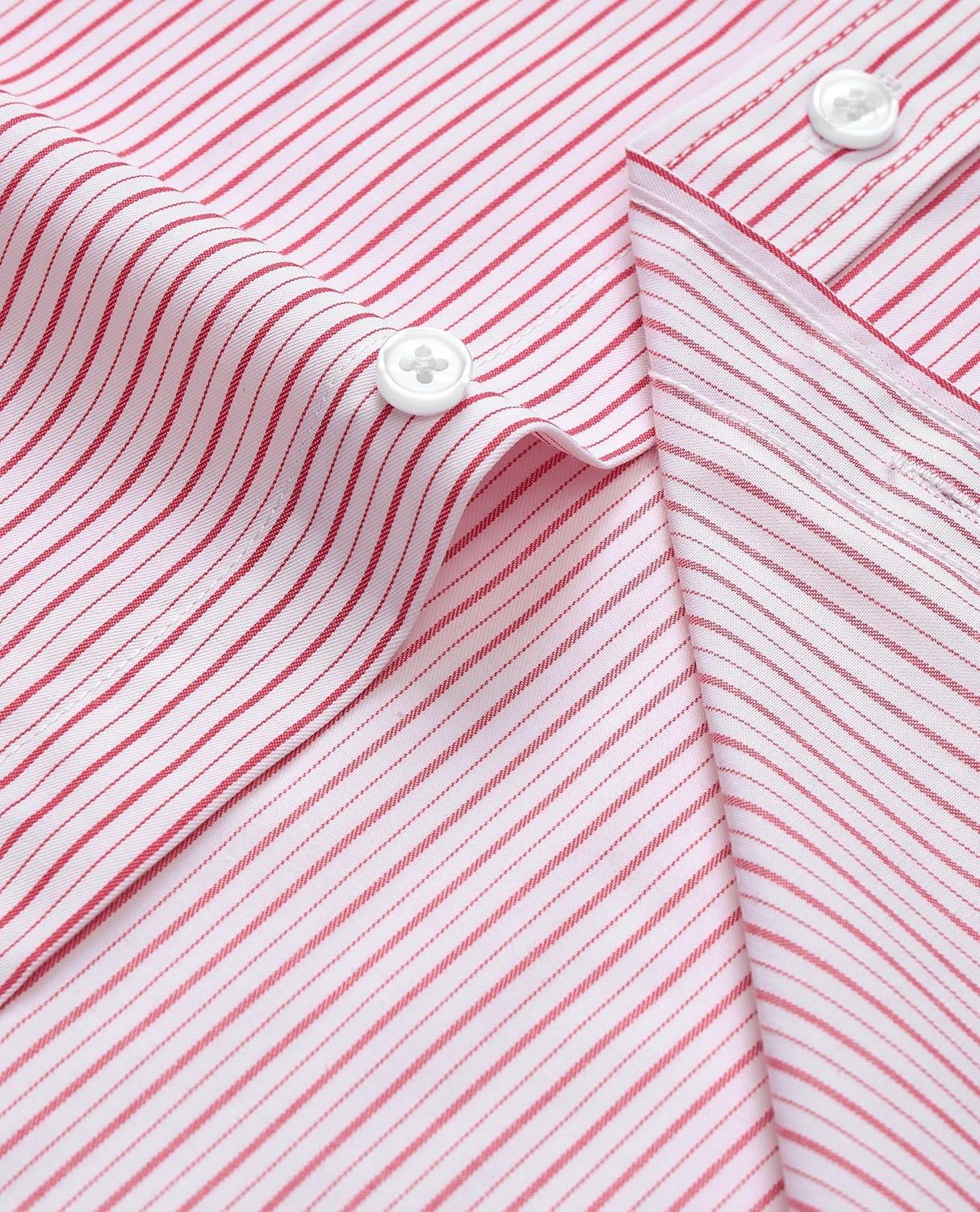imageAlimens amp Gentle Mens Striped Dress Shirt Button Down Regular Fit Shirts Casual Business Transitional WeatherRed Stripe