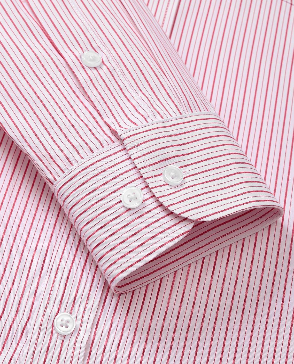 imageAlimens amp Gentle Mens Striped Dress Shirt Button Down Regular Fit Shirts Casual Business Transitional WeatherRed Stripe