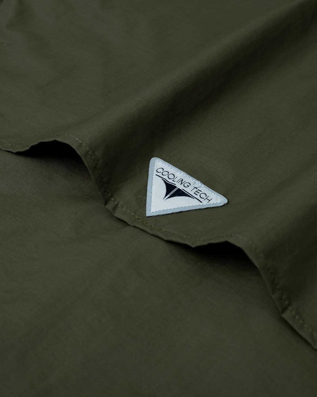 imageAlimens amp Gentle Short Sleeve Fishing Shirt Wicking Fabric Sun Protection Casual Button Down ShirtsArmy Green