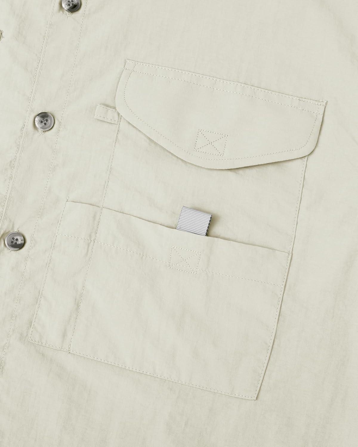 imageAlimens amp Gentle Short Sleeve Fishing Shirt Wicking Fabric Sun Protection Casual Button Down ShirtsBeige