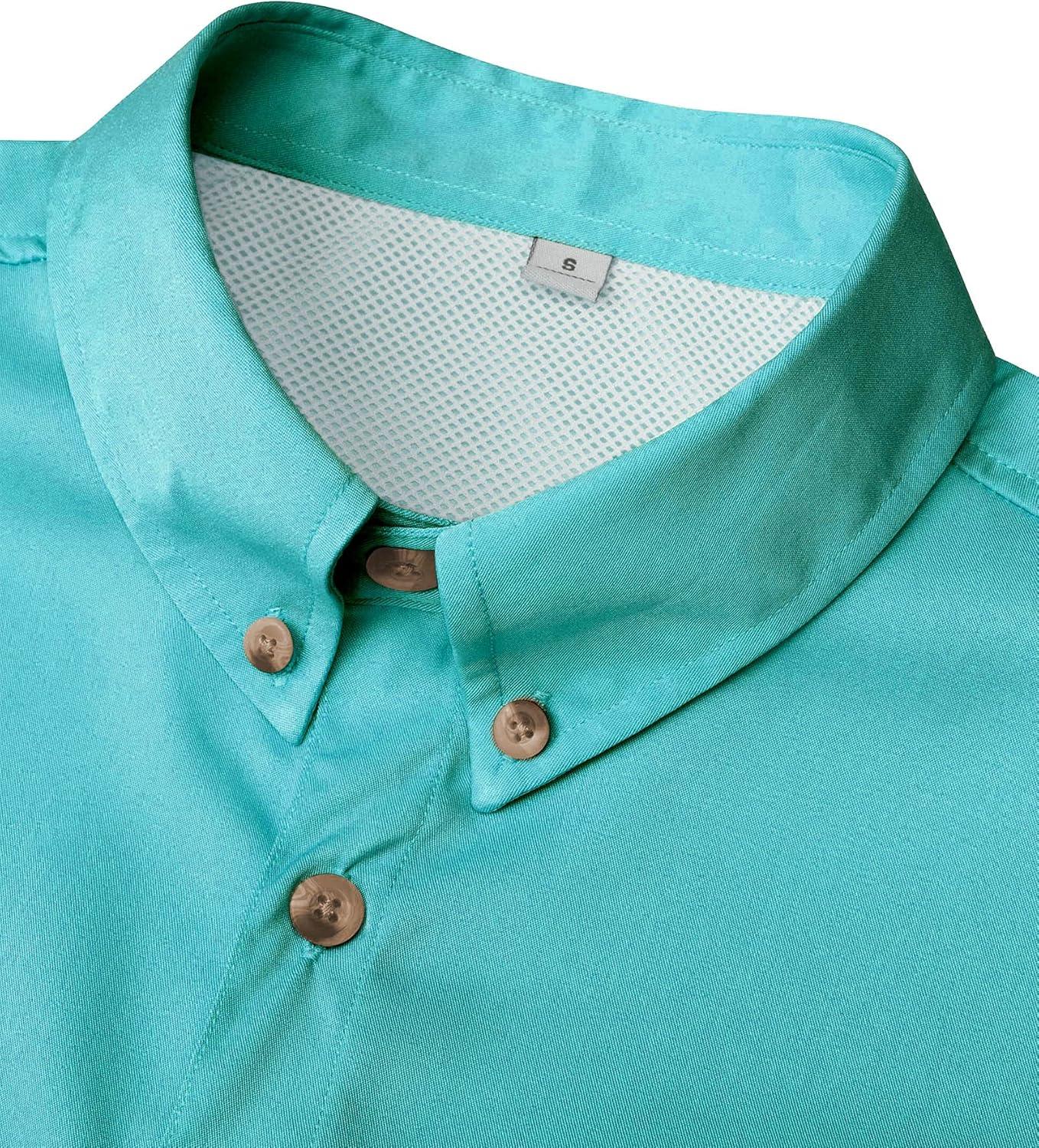 imageAlimens amp Gentle Short Sleeve Fishing Shirt Wicking Fabric Sun Protection Casual Button Down ShirtsBlue Green