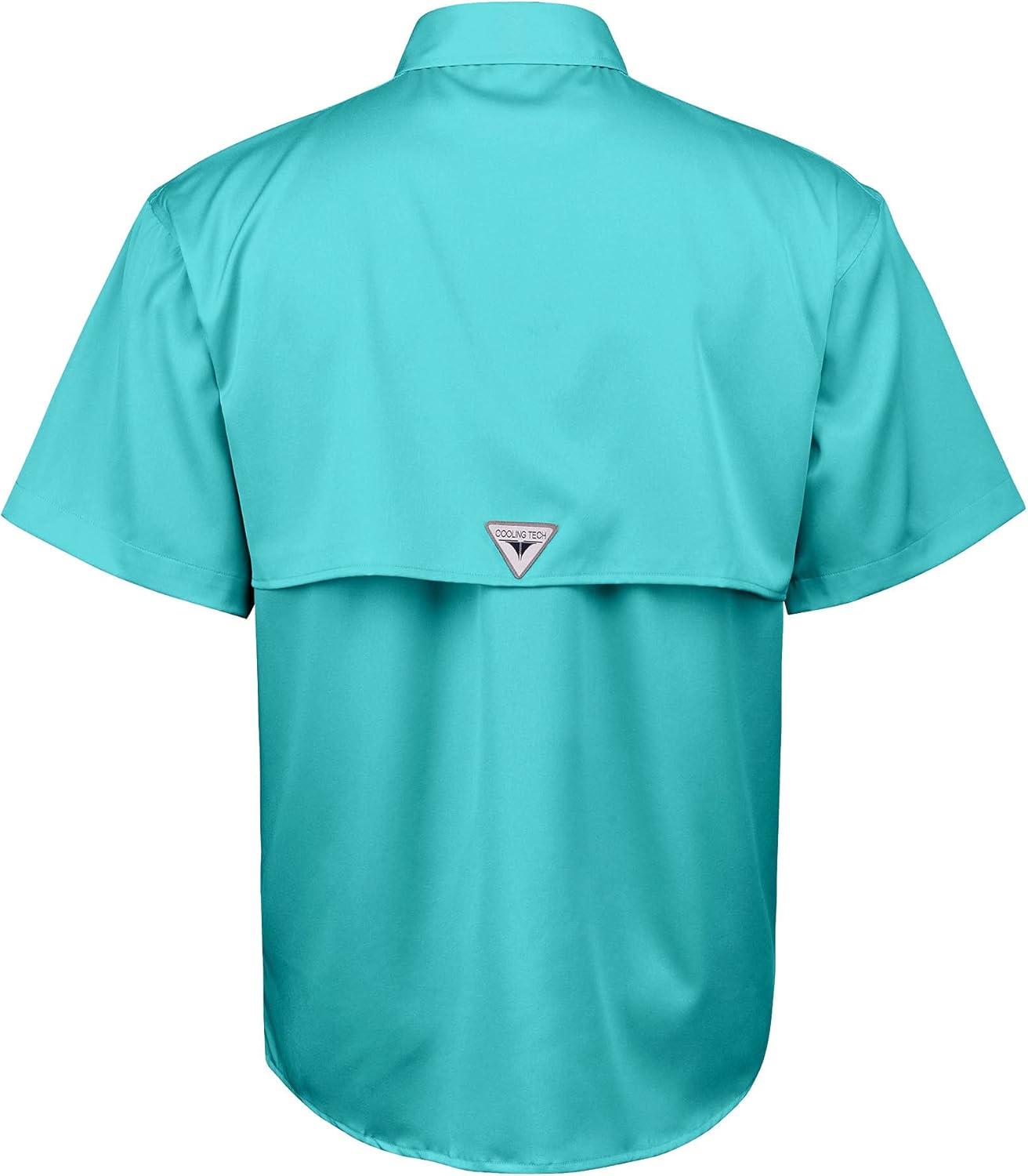 imageAlimens amp Gentle Short Sleeve Fishing Shirt Wicking Fabric Sun Protection Casual Button Down ShirtsBlue Green