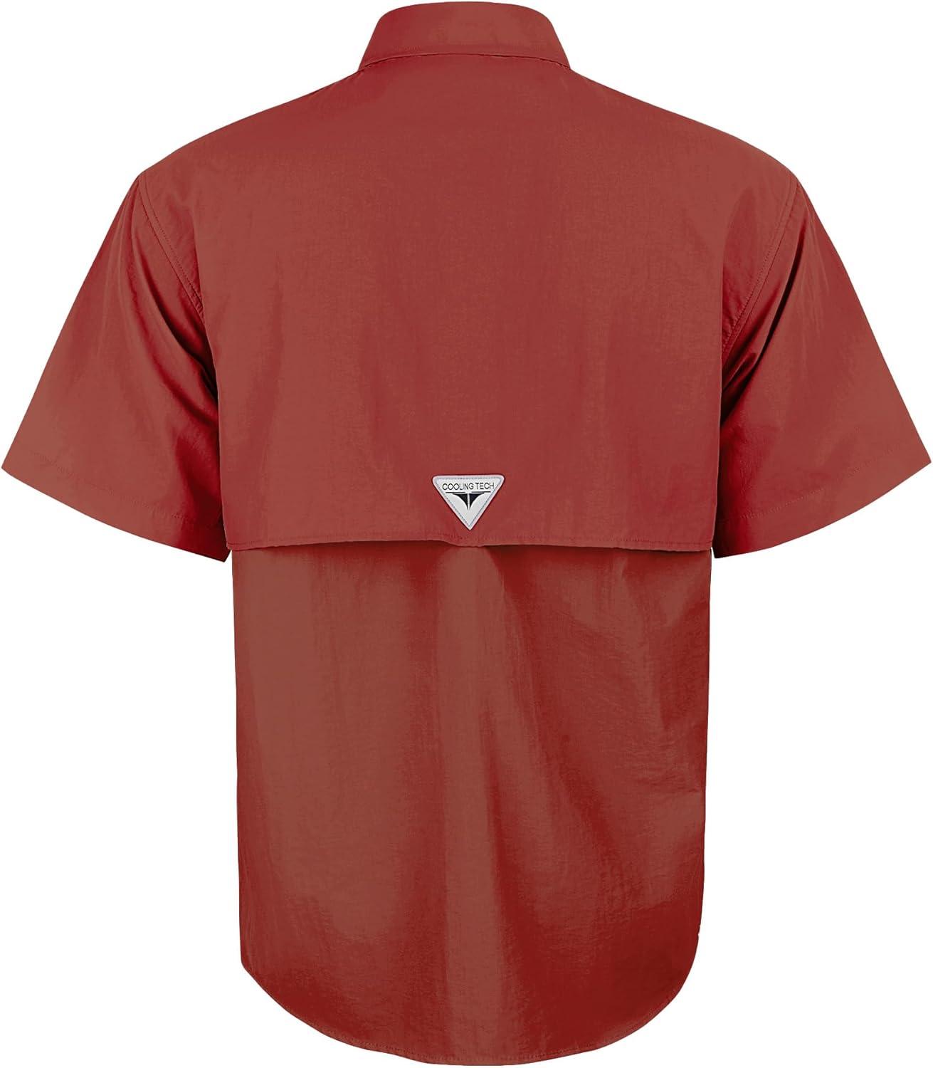 imageAlimens amp Gentle Short Sleeve Fishing Shirt Wicking Fabric Sun Protection Casual Button Down ShirtsBurgundy