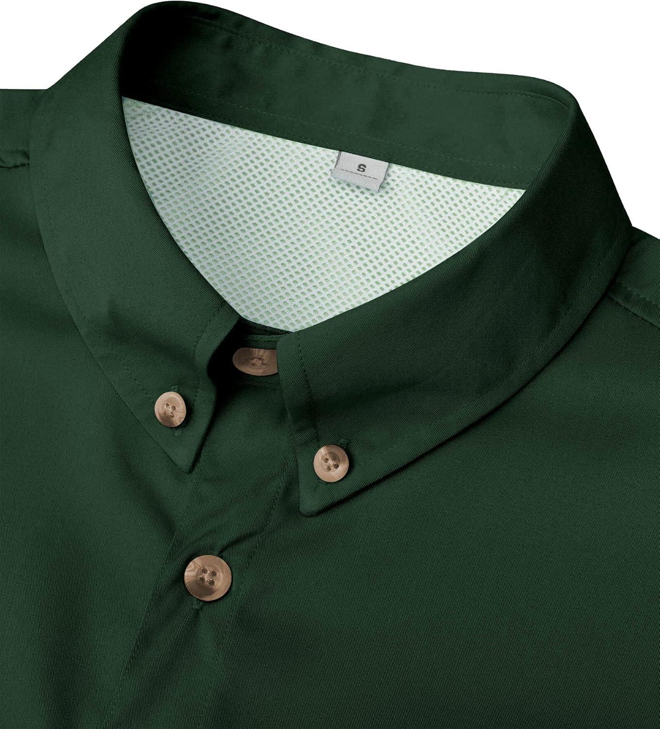 imageAlimens amp Gentle Short Sleeve Fishing Shirt Wicking Fabric Sun Protection Casual Button Down ShirtsDark Green