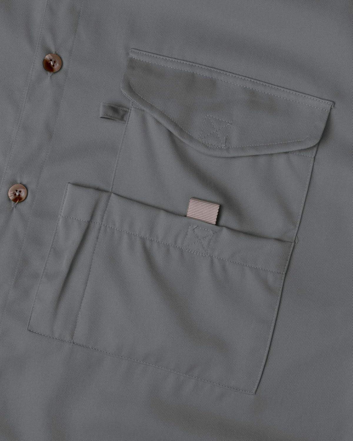 imageAlimens amp Gentle Short Sleeve Fishing Shirt Wicking Fabric Sun Protection Casual Button Down ShirtsDark Grey