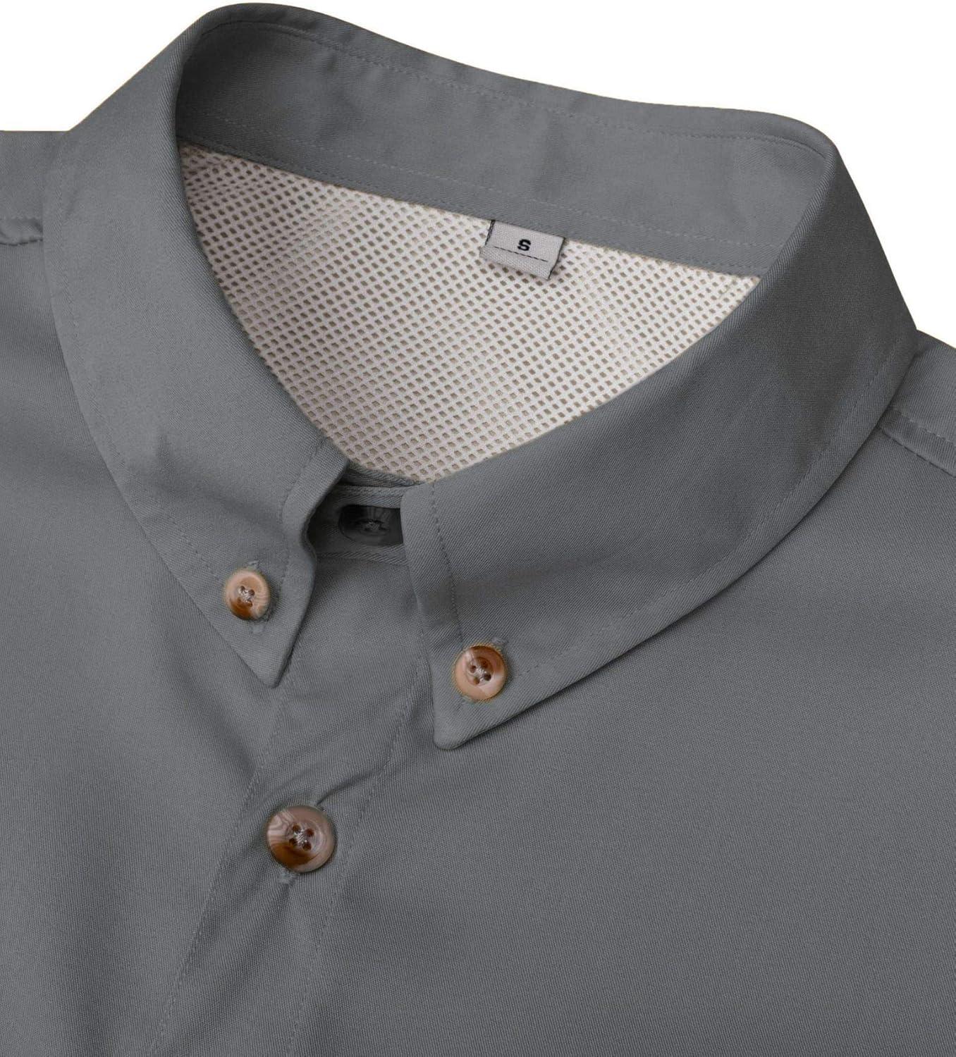 imageAlimens amp Gentle Short Sleeve Fishing Shirt Wicking Fabric Sun Protection Casual Button Down ShirtsDark Grey
