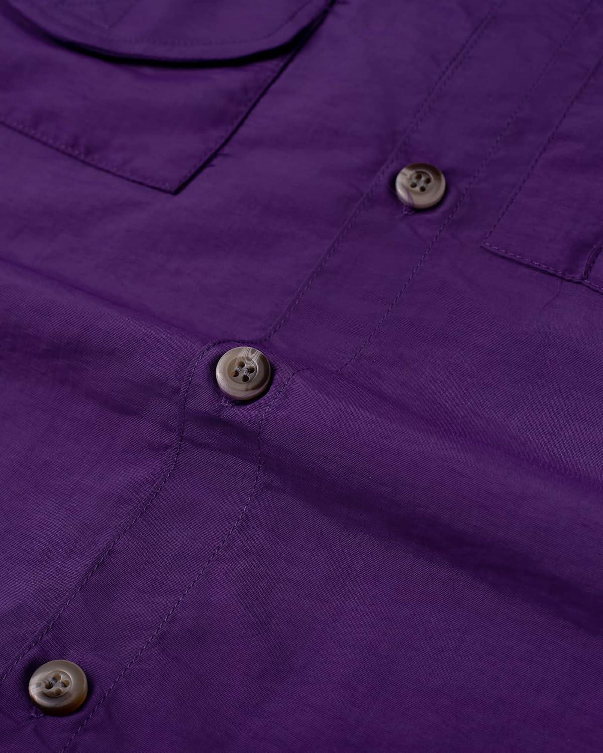 imageAlimens amp Gentle Short Sleeve Fishing Shirt Wicking Fabric Sun Protection Casual Button Down ShirtsDark Purple