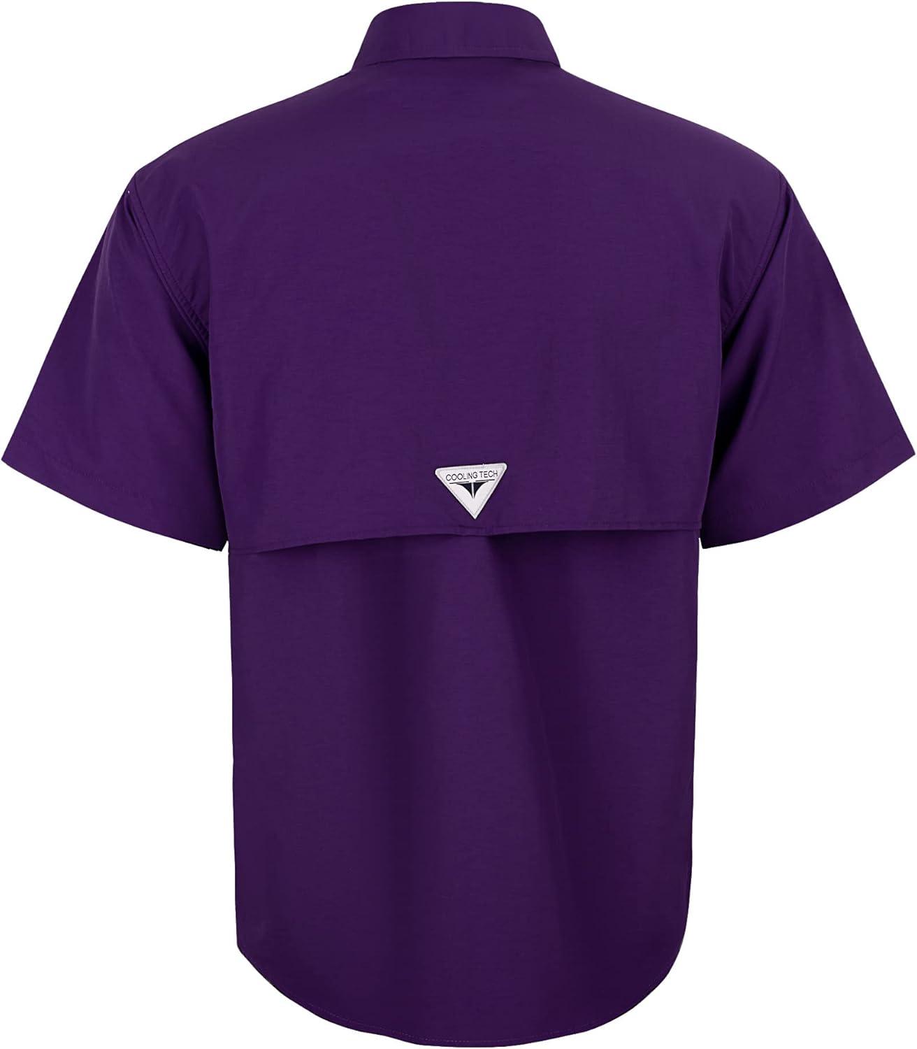 imageAlimens amp Gentle Short Sleeve Fishing Shirt Wicking Fabric Sun Protection Casual Button Down ShirtsDark Purple
