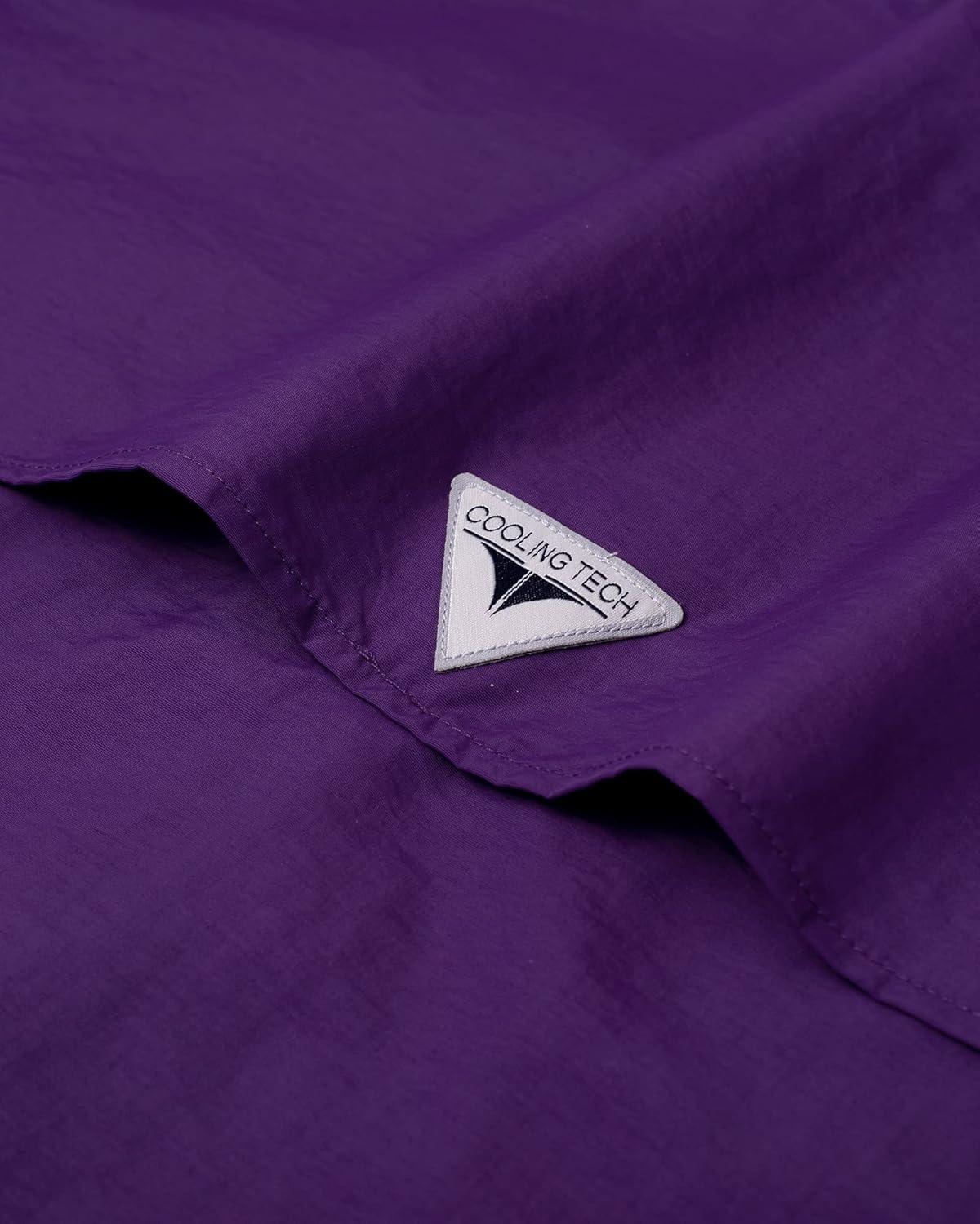 imageAlimens amp Gentle Short Sleeve Fishing Shirt Wicking Fabric Sun Protection Casual Button Down ShirtsDark Purple