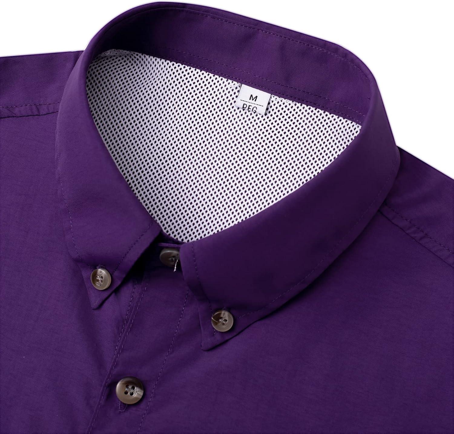 imageAlimens amp Gentle Short Sleeve Fishing Shirt Wicking Fabric Sun Protection Casual Button Down ShirtsDark Purple
