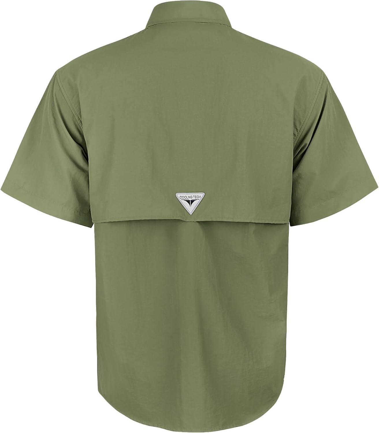 imageAlimens amp Gentle Short Sleeve Fishing Shirt Wicking Fabric Sun Protection Casual Button Down ShirtsGrass Green