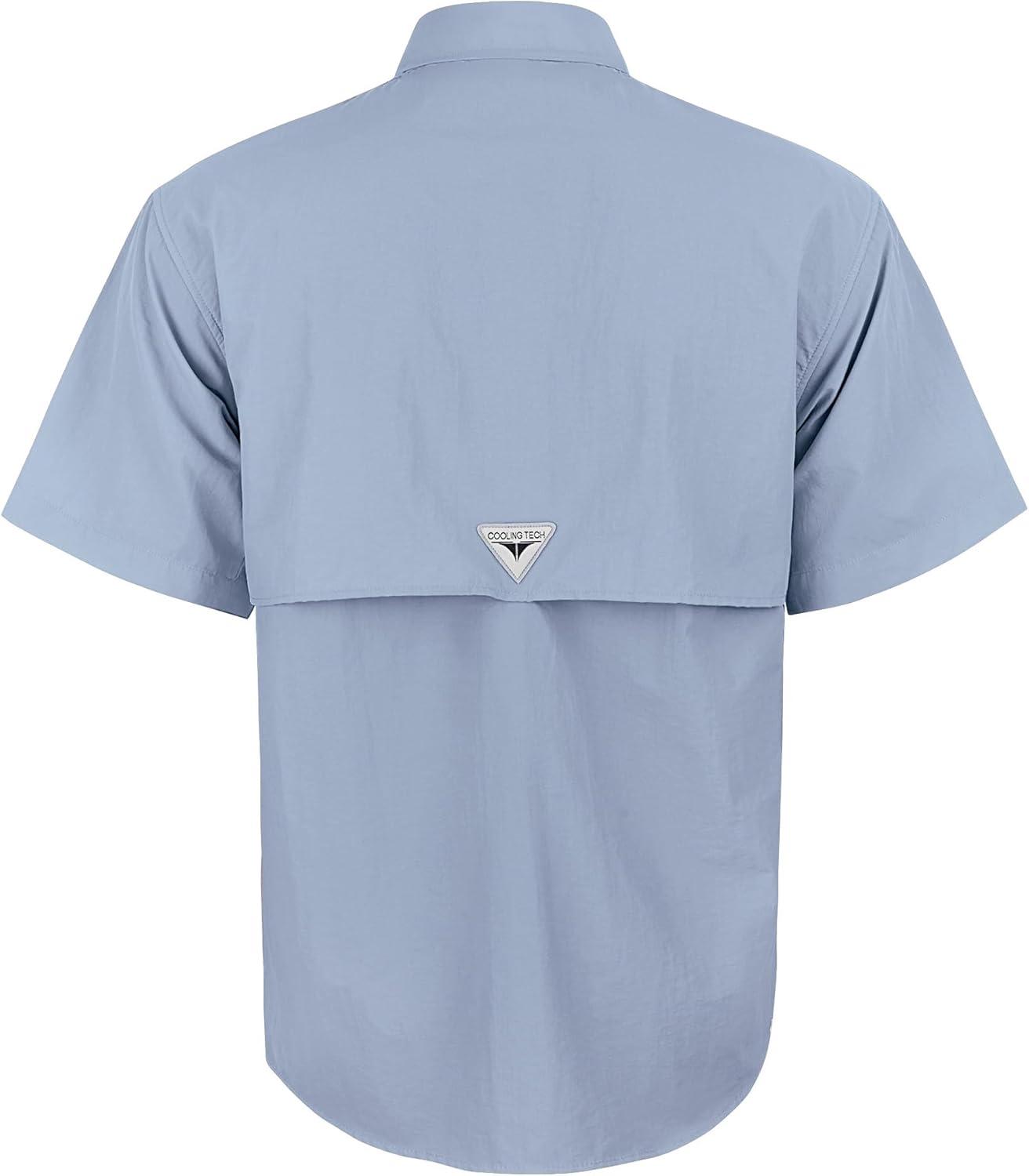 imageAlimens amp Gentle Short Sleeve Fishing Shirt Wicking Fabric Sun Protection Casual Button Down ShirtsGrayish Blue