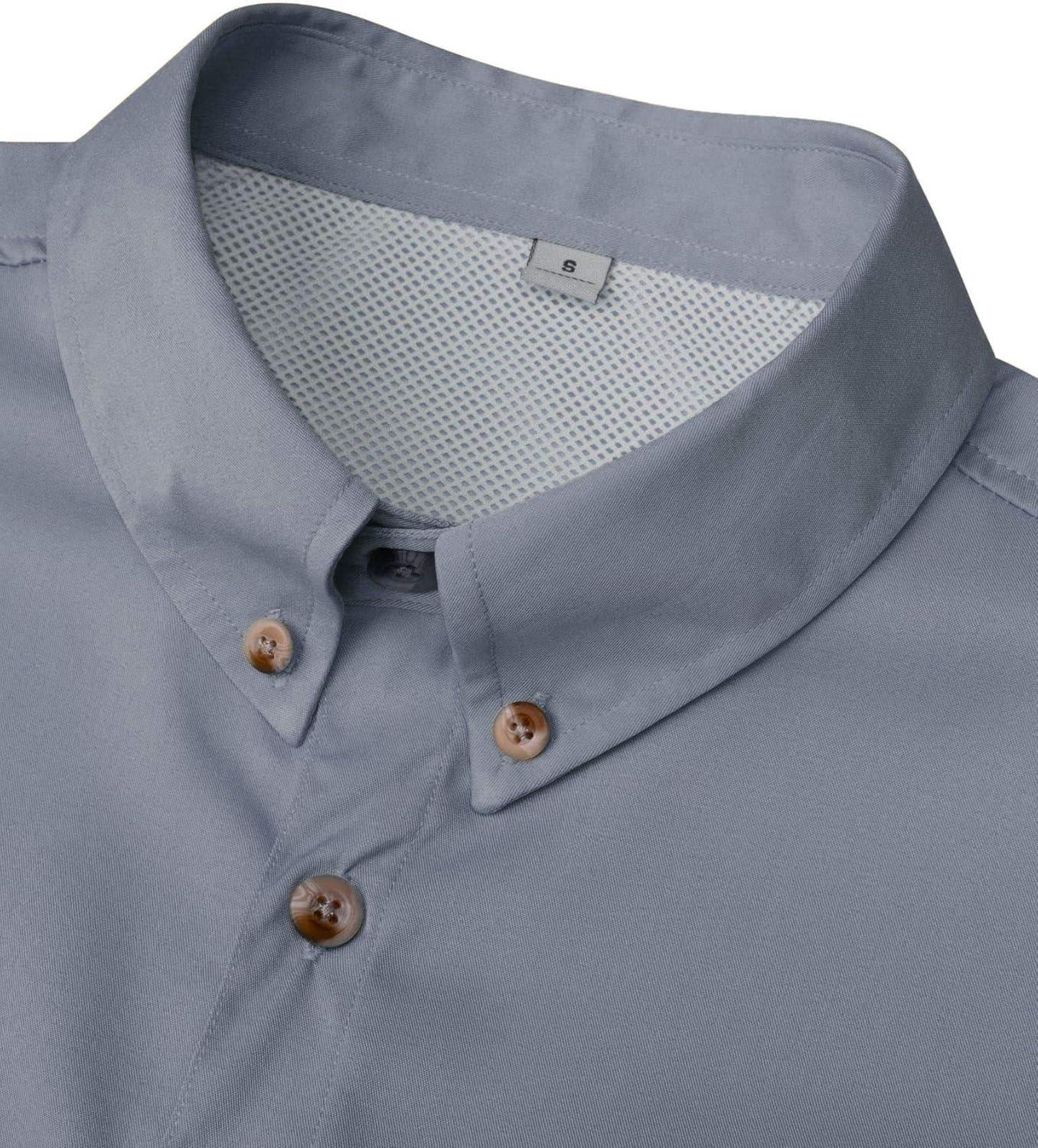 imageAlimens amp Gentle Short Sleeve Fishing Shirt Wicking Fabric Sun Protection Casual Button Down ShirtsGrey