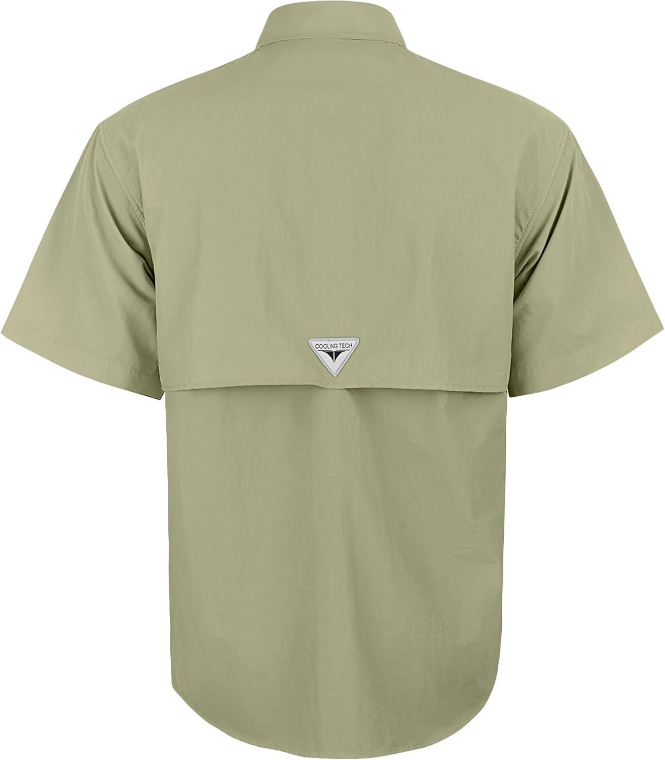 imageAlimens amp Gentle Short Sleeve Fishing Shirt Wicking Fabric Sun Protection Casual Button Down ShirtsKhaki Yellow