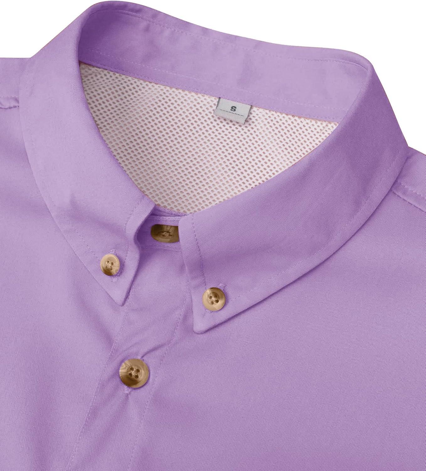 imageAlimens amp Gentle Short Sleeve Fishing Shirt Wicking Fabric Sun Protection Casual Button Down ShirtsLilac Purple