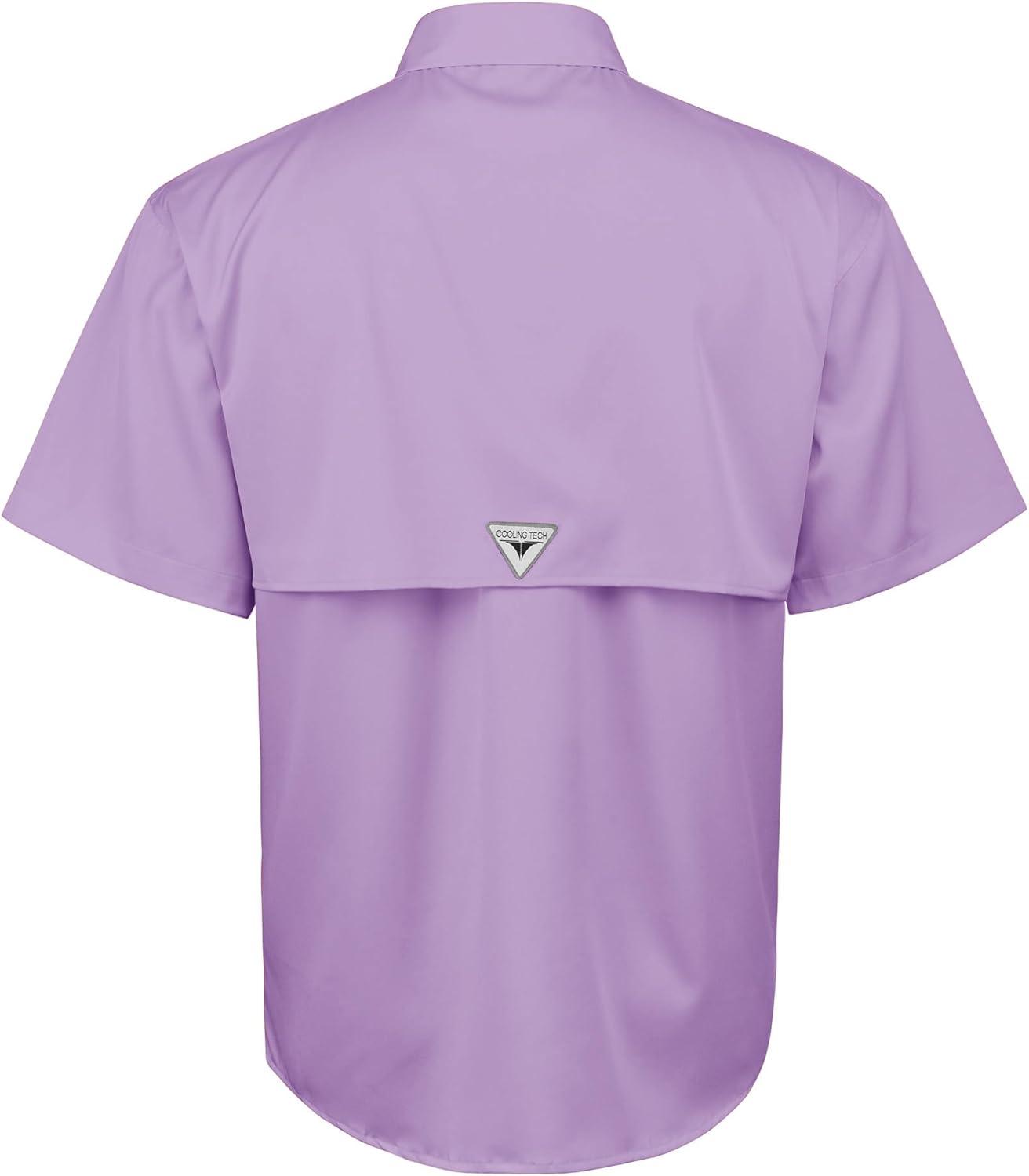 imageAlimens amp Gentle Short Sleeve Fishing Shirt Wicking Fabric Sun Protection Casual Button Down ShirtsLilac Purple