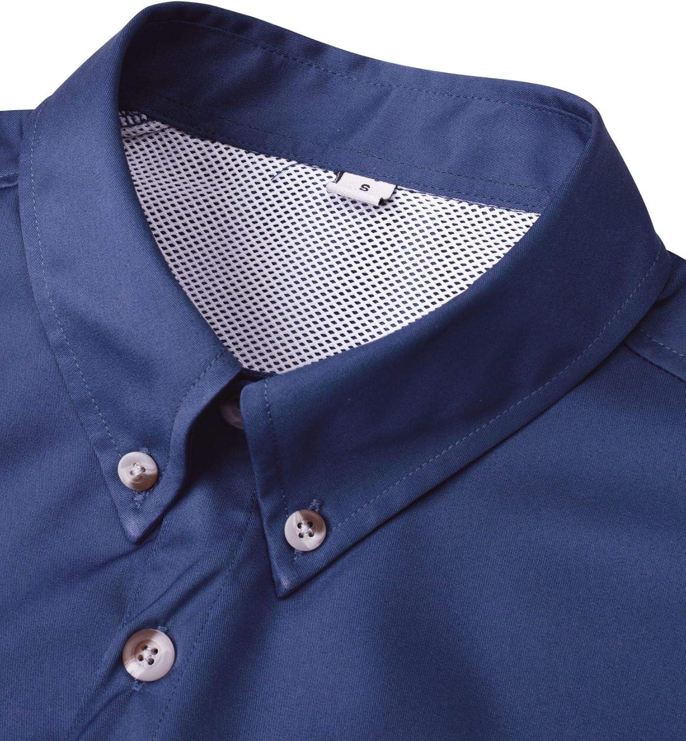 imageAlimens amp Gentle Short Sleeve Fishing Shirt Wicking Fabric Sun Protection Casual Button Down ShirtsNavy