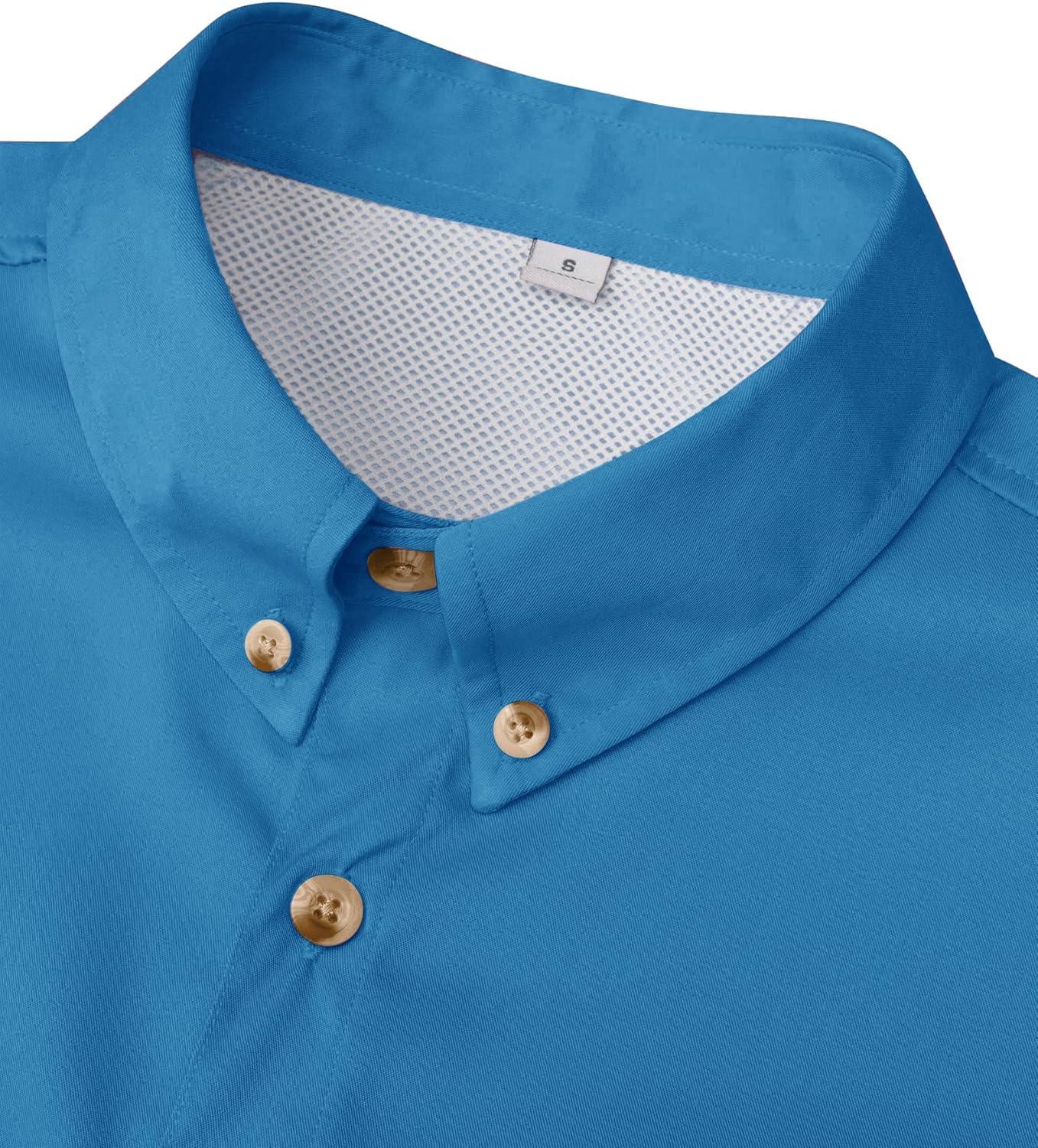 imageAlimens amp Gentle Short Sleeve Fishing Shirt Wicking Fabric Sun Protection Casual Button Down ShirtsTeal Blue