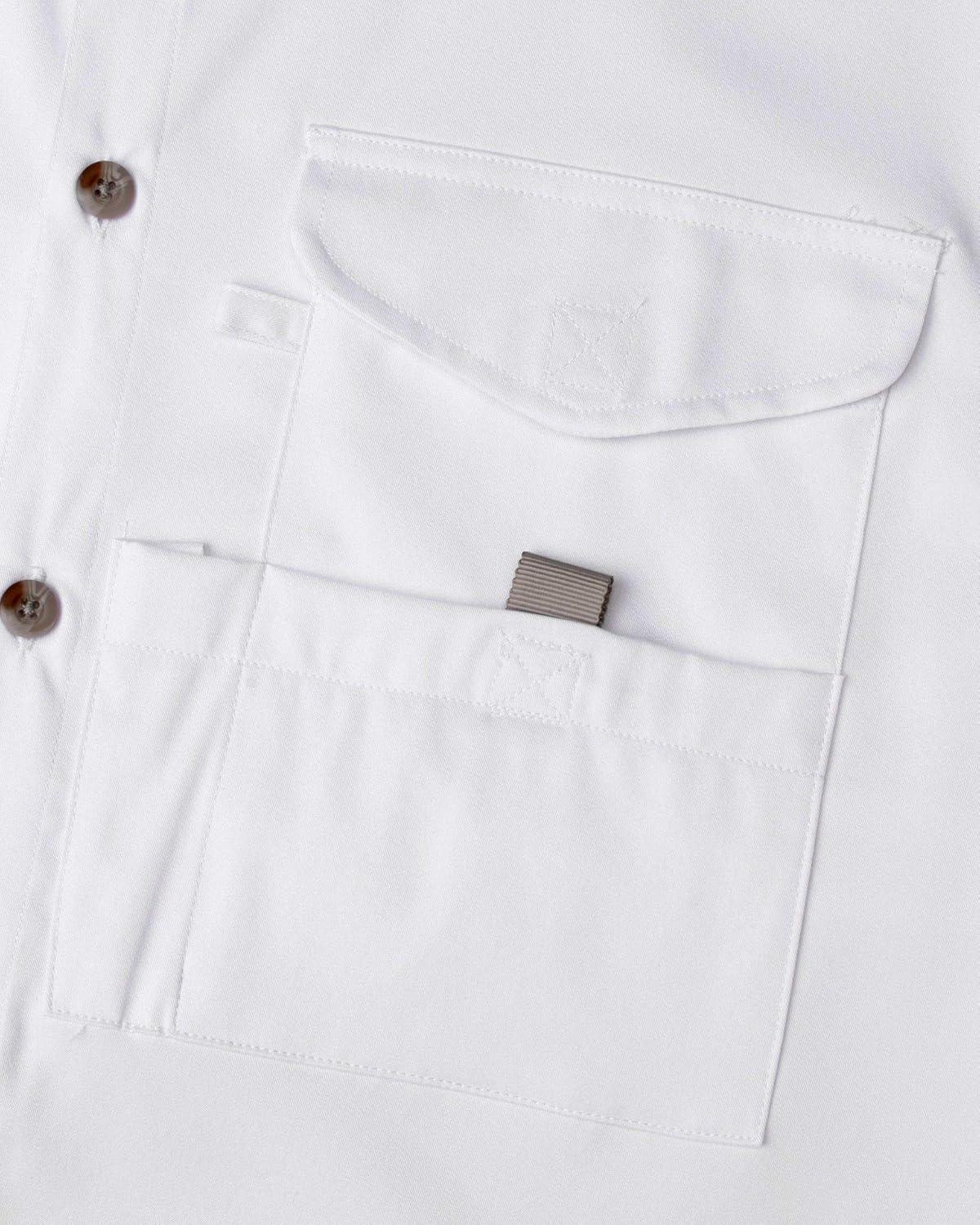 imageAlimens amp Gentle Short Sleeve Fishing Shirt Wicking Fabric Sun Protection Casual Button Down ShirtsWhite