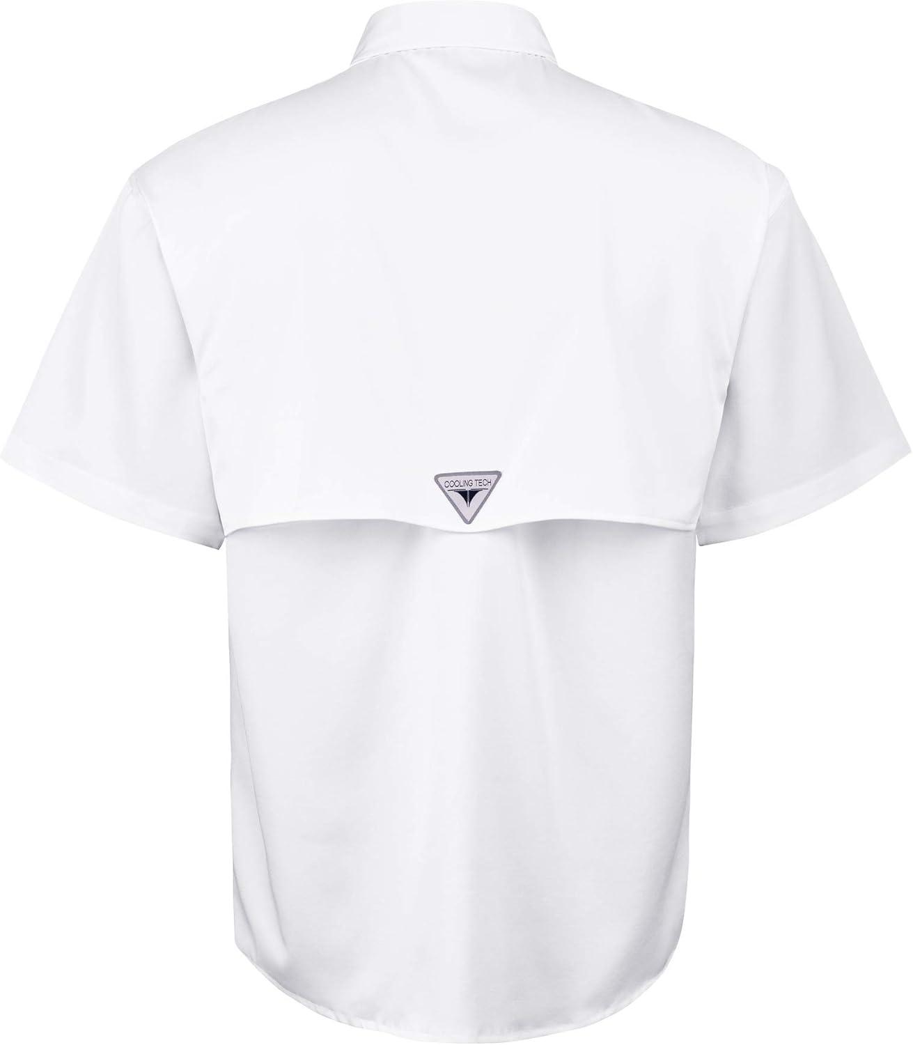 imageAlimens amp Gentle Short Sleeve Fishing Shirt Wicking Fabric Sun Protection Casual Button Down ShirtsWhite