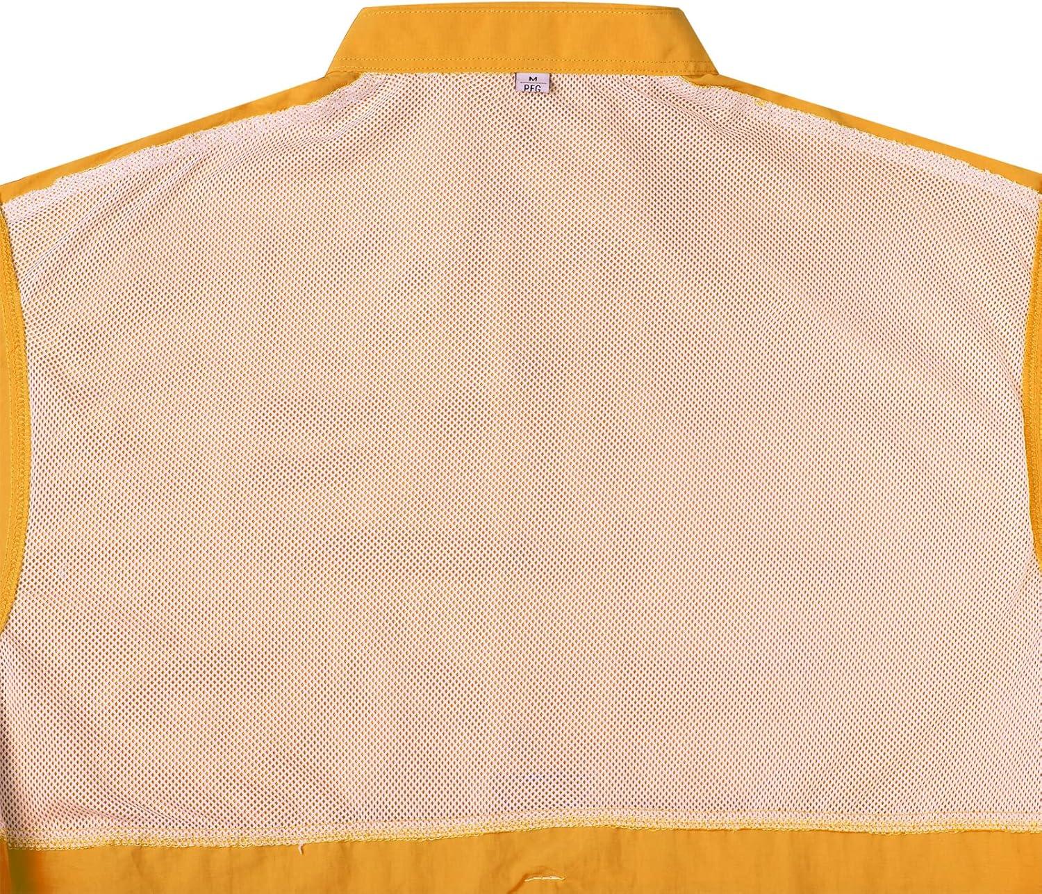 imageAlimens amp Gentle Short Sleeve Fishing Shirt Wicking Fabric Sun Protection Casual Button Down ShirtsYellow