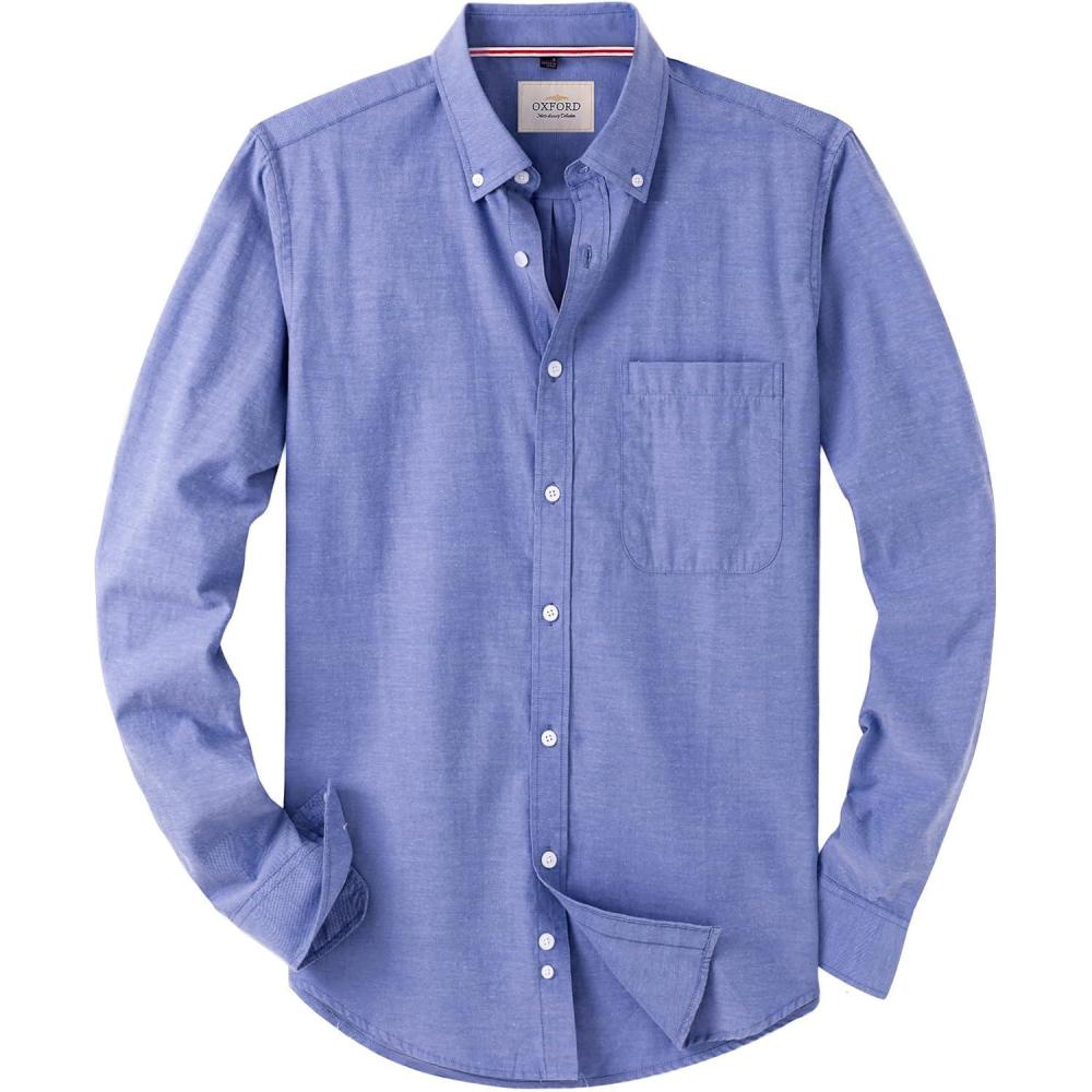 imageAlimens amp Gentle Boys Long Sleeve Solid Button Down Oxford Shirt Collared Cotton Top with Chest PocketAroyal Blue
