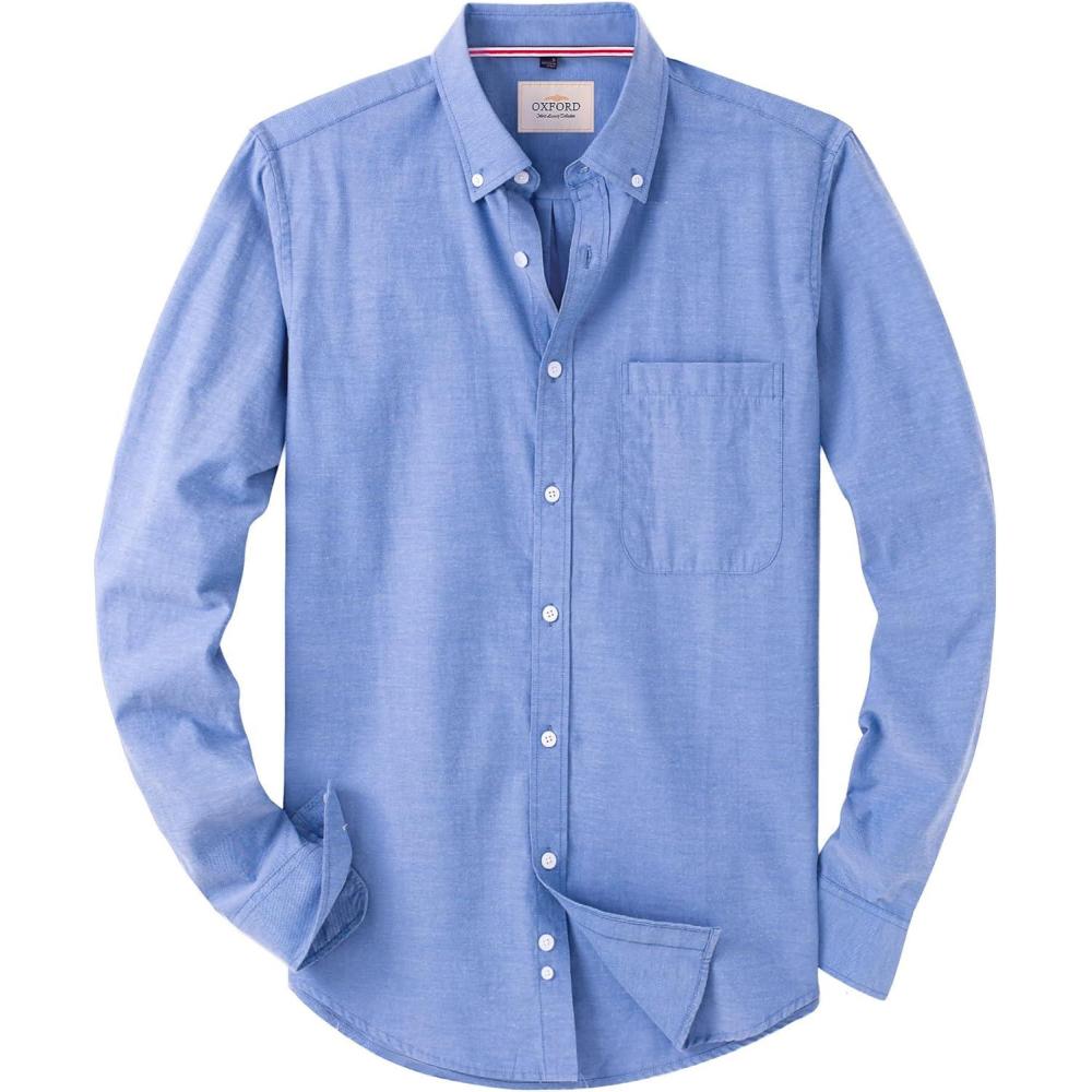imageAlimens amp Gentle Boys Long Sleeve Solid Button Down Oxford Shirt Collared Cotton Top with Chest PocketUltramarine