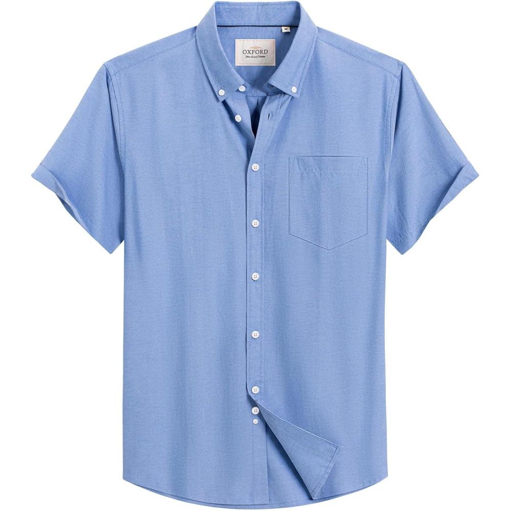 imageAlimens amp Gentle Mens Short Sleeve Oxford Shirt Regular Fit Button Down Collar Shirts with PocketRoyal Blue