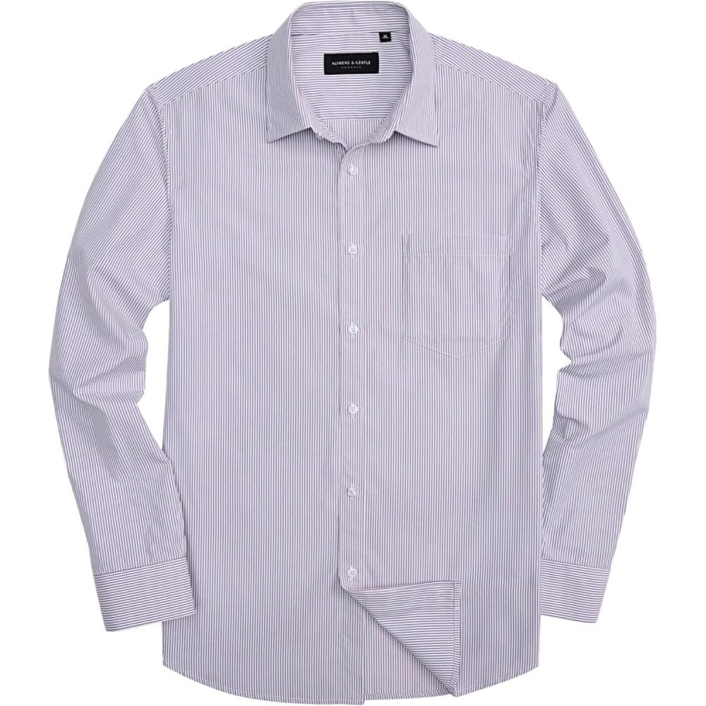imageAlimens amp Gentle Mens Striped Dress Shirt Button Down Regular Fit Shirts Casual Business Transitional WeatherBlue Burgundy Stripe