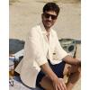 Alimens & Gentle Linen Shirts for Men Long Sleeve Casual Cotton Button Down Shirts Summer Beach Wedding Tops with Pocket(Beige)
