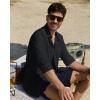 Alimens & Gentle Linen Shirts for Men Long Sleeve Casual Cotton Button Down Shirts Summer Beach Wedding Tops with Pocket(Black)