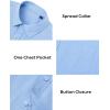 Alimens & Gentle Linen Shirts for Men Long Sleeve Casual Cotton Button Down Shirts Summer Beach Wedding Tops with Pocket(Blue)