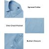 Alimens & Gentle Linen Shirts for Men Long Sleeve Casual Cotton Button Down Shirts Summer Beach Wedding Tops with Pocket(Grey Blue)