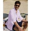 Alimens & Gentle Linen Shirts for Men Long Sleeve Casual Cotton Button Down Shirts Summer Beach Wedding Tops with Pocket(Lavender)